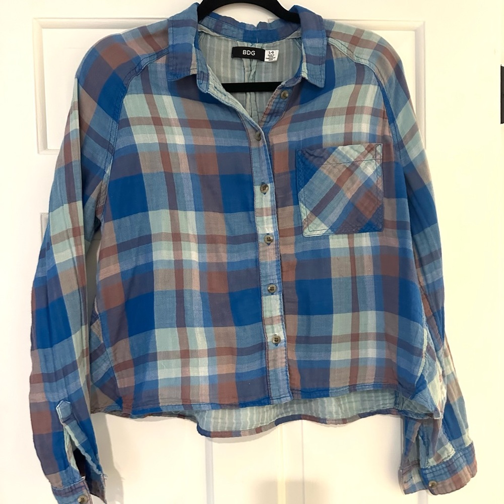 Boxy plaid button down